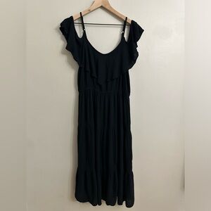 Old Navy open shoulder black dress, midi length, L